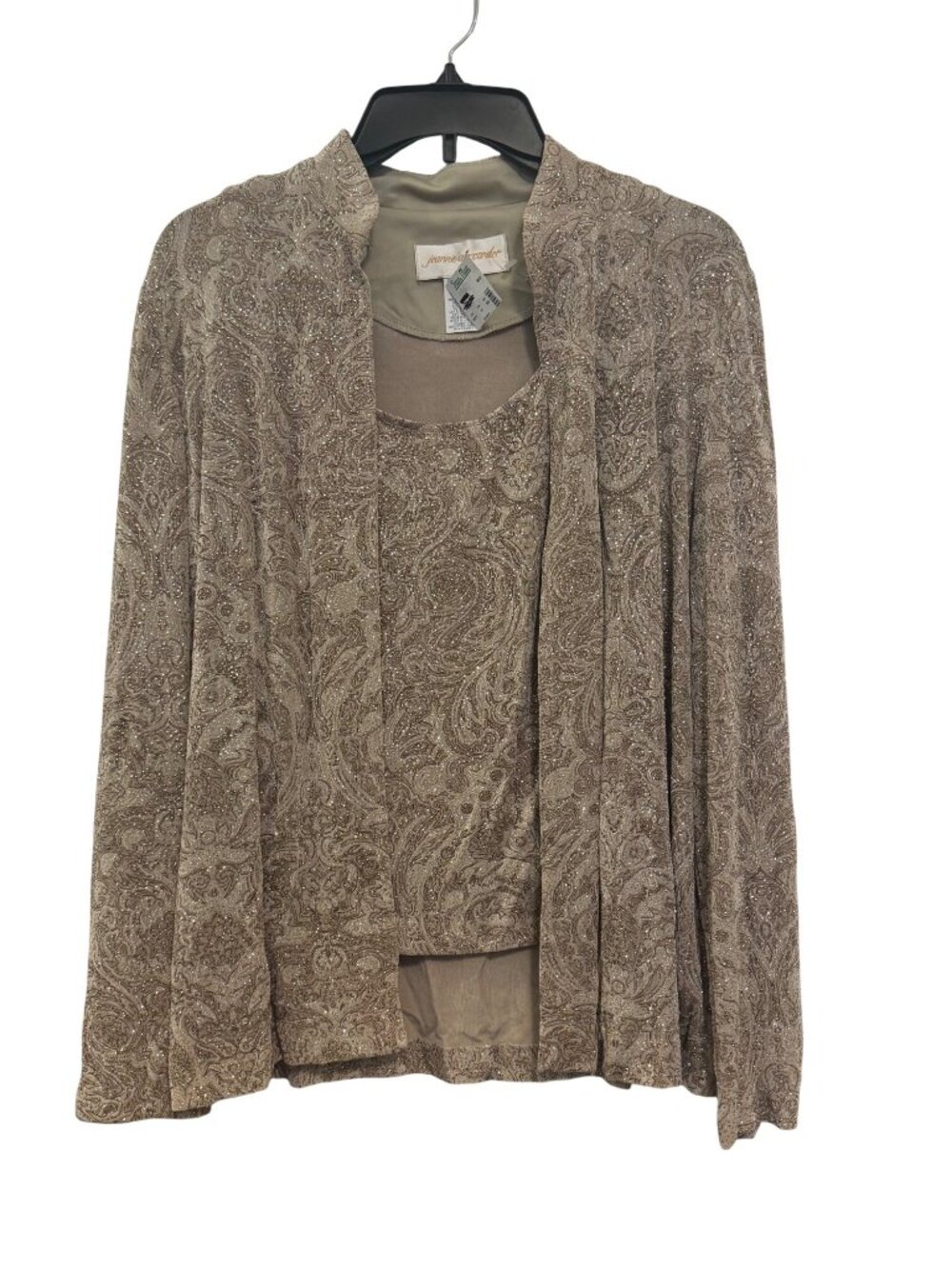 Jeanne Alexander 2-Piece Tan Paisley Jacket & Tank Top Set M Hand Wash Made USA